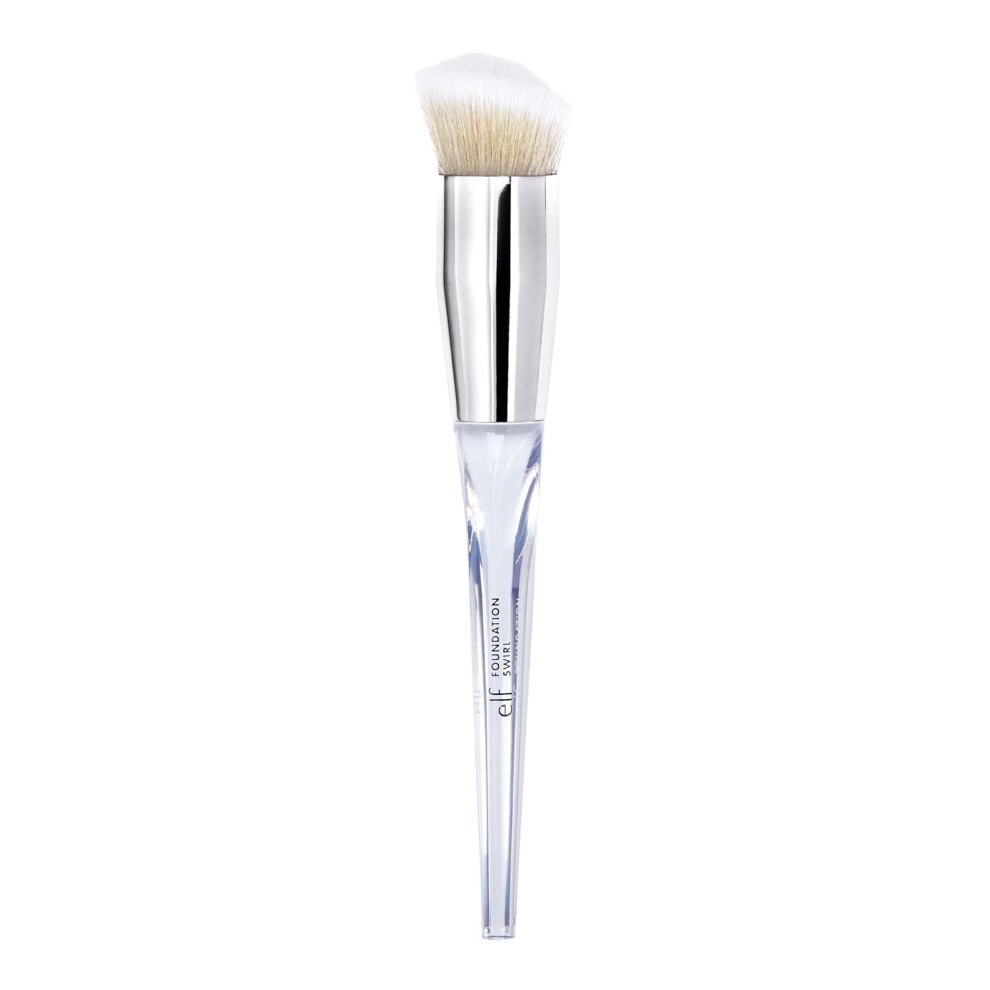 E.l.f. Precision Swirl Foundation Brush, Blends Liquid Foundation Smoothly Onto Skin, Triangular Handle For Ultimate Control, Vegan & Cruelty-Free