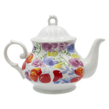 théière en céramique blanche à motif aquarelle florale 950 ml
