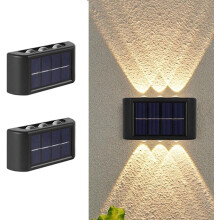 Solar schuttingverlichting warm wit, 2 stuks, waterdicht.