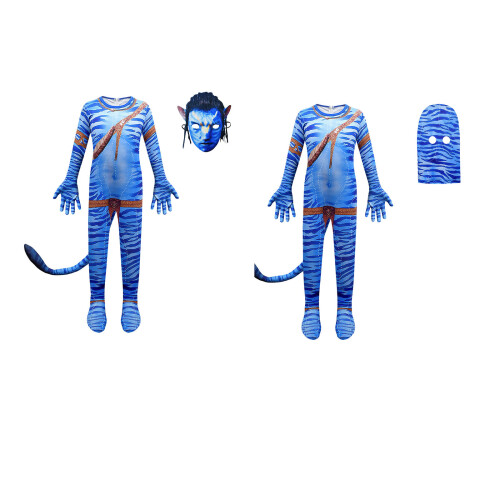 Blue Kids Stage Costume Bodysuit with Tail 130cm