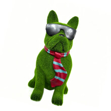 Flocking Sunglasses Dog Statue Garden Resin Art Sculpture