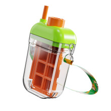 Travel Ice Block Tray Bottle With Rotating Ice Release-Orange