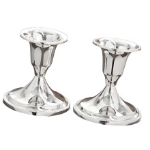 2Pcs Candle Holders Metal Shabbat-Silver Glossy Candle Holder