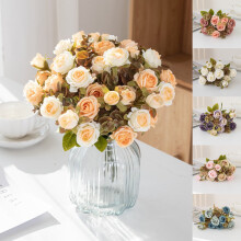 Roses artificielles avec tiges, 10 tĂŞtes