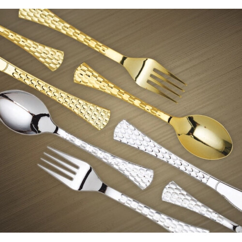 Cuillères de table jetables VEZEE Glamour argentées, 600 pièces 2