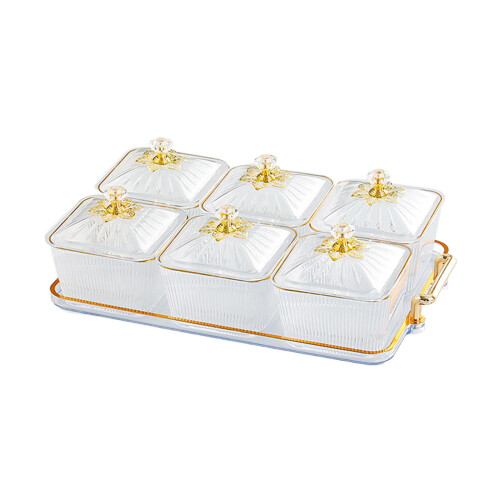 LOVIVER dried fruit plate with lid, divided serving platter 2