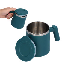 Tazza verde da colazione da 420 ml con coperchio da 9,5 cm