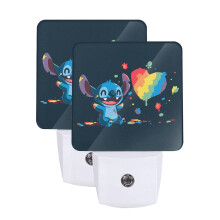 LED nočné svetlo Stitch do zásuvky od súmraku do úsvitu, 2 ks