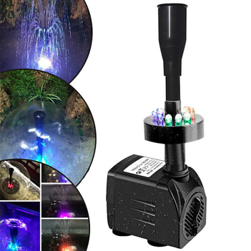 Pompe de fontaine de jardin avec éclairage LED
