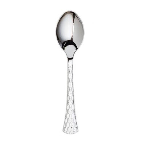 Cuillères de table jetables VEZEE Glamour argentées, 600 pièces