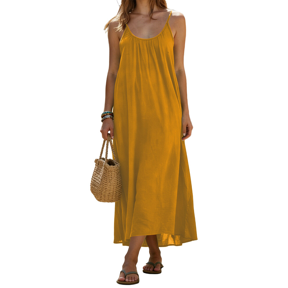 Backless Cami Dresses for Women,Sleeveless  Color-Yellow M