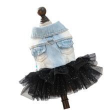 Elegantes Haustierkleid mit Jean-Top-Tüllrock für die tägliche-M