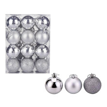 Shatterproof Christmas Tree Baubles Silver 24 pcs