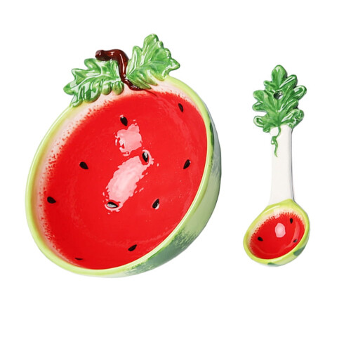 Wassermelonen-Keramik-Kinderschüssel mit Löffel, 300 ml