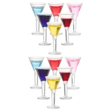 Ensemble de 12 verres à cocktail miniatures en résine, décor paysage.