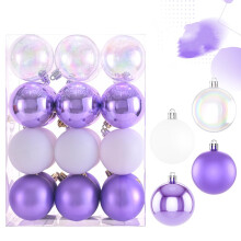 Ensemble de 24 boules de Noël transparentes électroplaquées de 6 cm