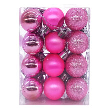 Ornements de Noël roses 30 mm, lot de 24