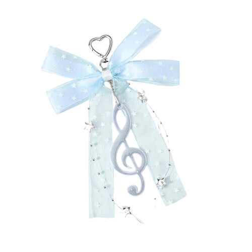 Star Bowknot Dot Musical Note Keychain With Vibranting-Blue