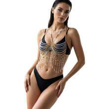 Women Body Chain Featuring Beads Elegant Body Jewelry-gold