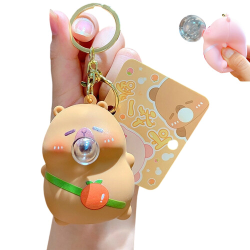 Porte-clés de Style Popper capricieux,-capillaire marron