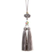 Accessoire de lanière tressée artistique, breloque-Gris argenté
