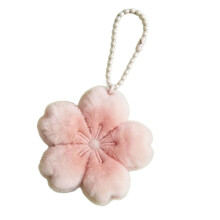 Porte-clés en peluche fleur rose fait à la main, pendentif
