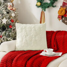 Housse de coussin flocon de neige de Noël ivoire 45 x 45 cm