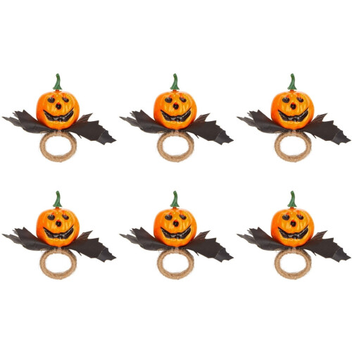 Rond de serviette citrouille d'Halloween (6 pièces)