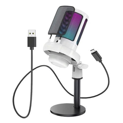 USB propelled Computer Voice Receiver With glowing Lights-White