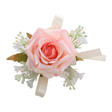 Bracelet de fleurs en ruban à feuilles vertes pour demoiselles d'honneur, 1 pièce