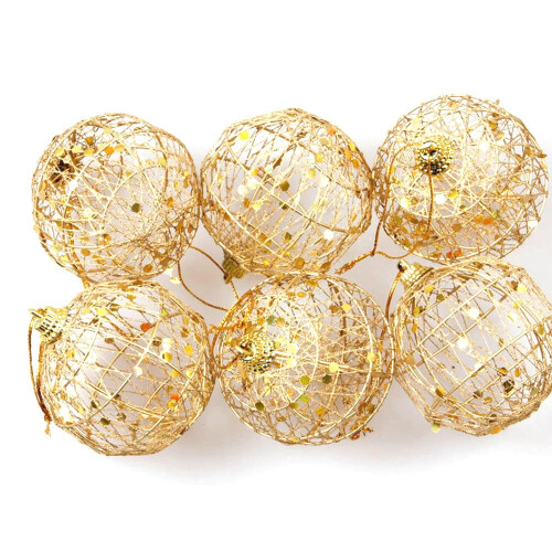Ensemble de 6 boules de Noël dorées