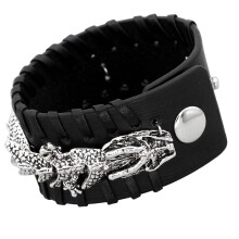 Norseman Themed Leather Bracelet For Men Bangle With-Black