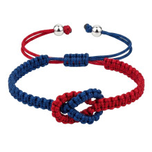 Adjustable Braided Friendship Bracelet With-Navy blue wine red