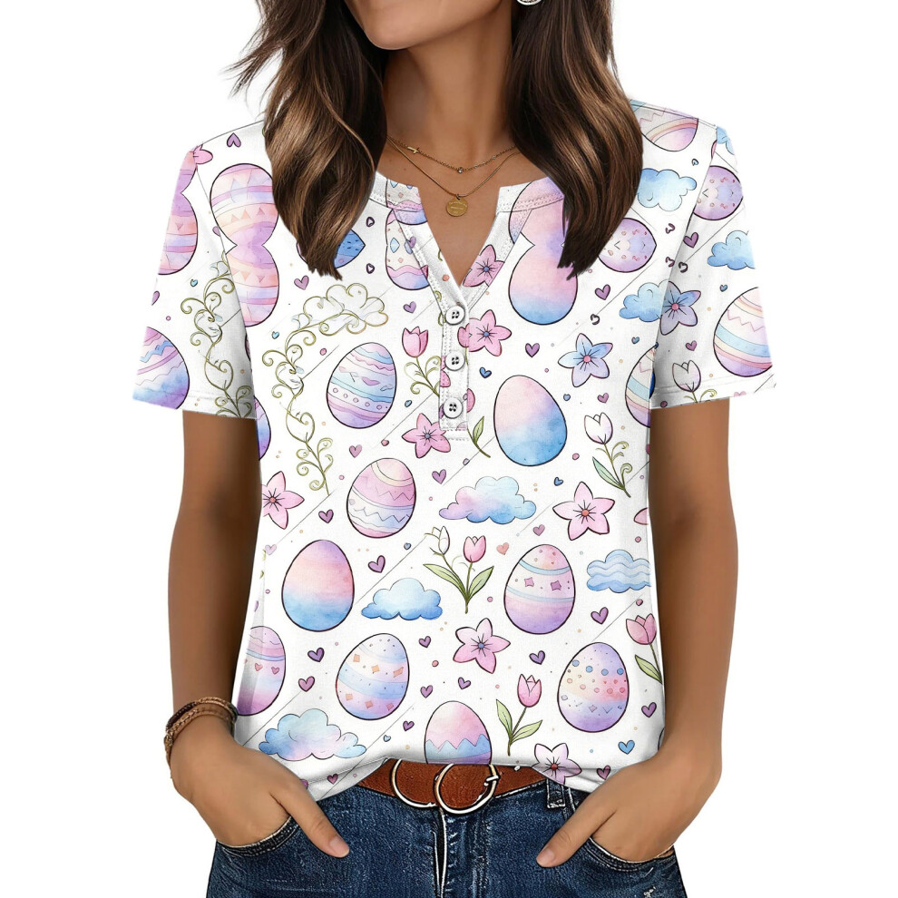Purple Women's Easter Top, Cute Easter Bunny Shirt, Casual- L