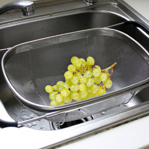 Panier d'égouttage pliable en acier inoxydable pour évier 1
