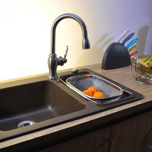 Panier d'égouttage pliable en acier inoxydable pour évier 2