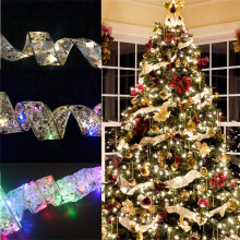 Bouanq13ft40LED stužková vánoční světla, kompatibilní s vánoční párty, vnitřní a venkovní, DIY krajková mašle, dekorace