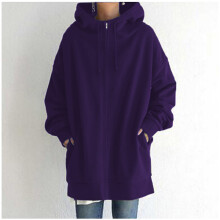 Naisten yksivärinen hupullinen collegepaita vetoketjulla XXXXXL