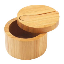 Houten zoutdoos met magnetisch draaibaar deksel