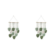 Decorazione da parete in macramè a forma di foglia, stile boho, 2 pezzi