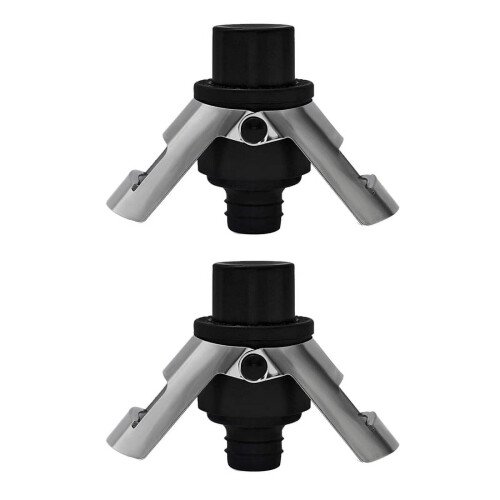 Champagnepropp i rostfritt stål med pump, svart, 2-pack