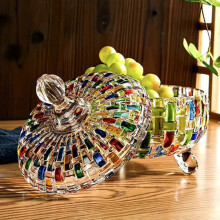 Pote de doces de cristal colorido com tampa, 700ml