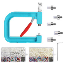 Hand Operated Beads Fixing Device For Fabric Leather And-Blue
