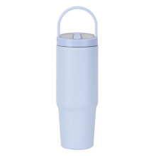 Tasse isolée à double paroi avec paille-bleu gris clair