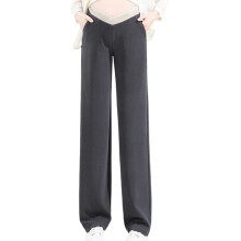 Anti Wrinkle Maternity Casual Pants Elastic Low Rise-soot L