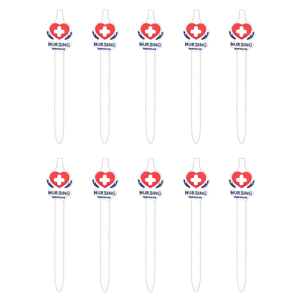 White 10Pcs Adorable Doctor Nurse Ballpoint Pens Comfortable