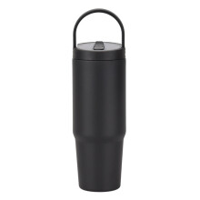 Vacuum Insulated Stainless Steels Cup With Straw Lid And-Black