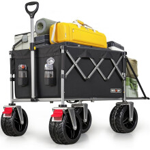 Overmont 300L Folding Festival Trolley Cart - All-terrain Extra Wide Wheels and Brake - Heavy Duty Cart Load up 150KG -Black