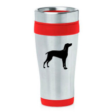 Tazza termica da viaggio in acciaio inossidabile con motivo Weimaraner rosso (473 ml)