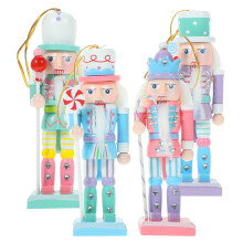 Mini figurines de casse-noisettes en bois, décoration de Noël, lot de 4